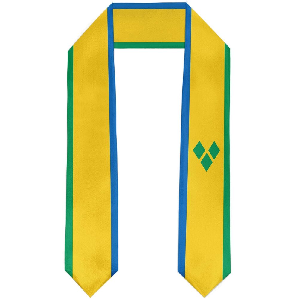 1606 St Vincent Flag Graduation Stole Satin Sash Scarf for Study Aboard